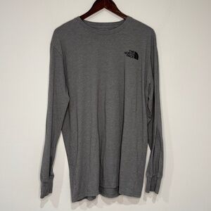 NORTH FACE Mens Large Gray Black Long Sleeve Graphic Basic Tshirt RR18